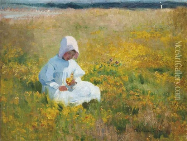 In The Meadow Oil Painting - Marianne (Preindlsberger) Stokes