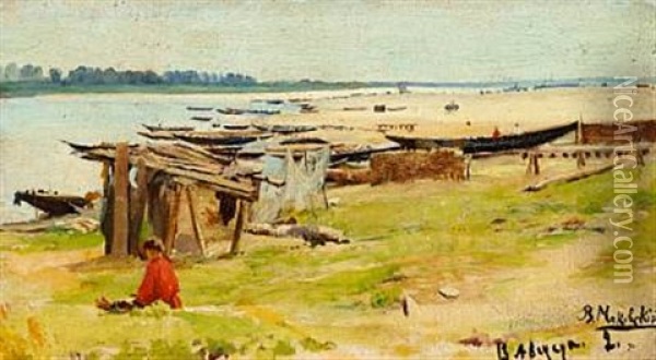 Summer View From Volga River Oil Painting - Vladimir Egorovich Makovsky