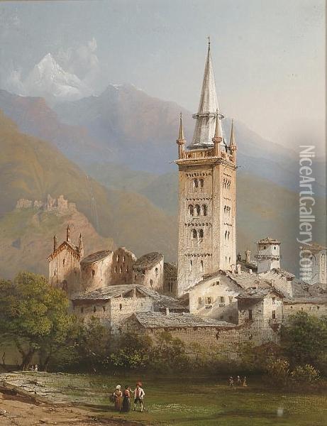 View Over Susa, Italy Oil Painting - Carlo Bossoli