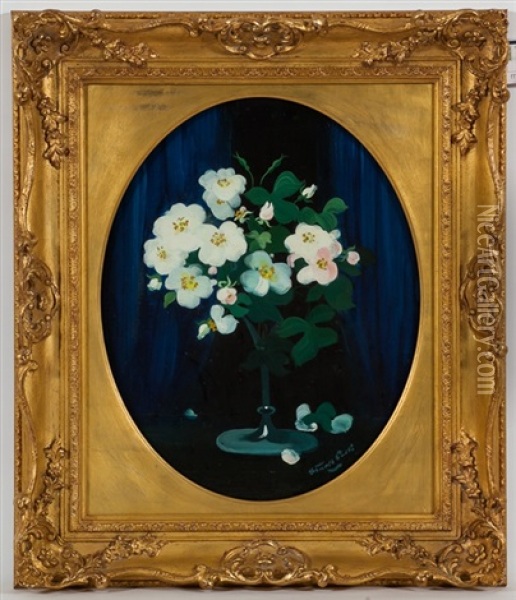 White Flowers In A Vase Oil Painting - Sir James Stuart