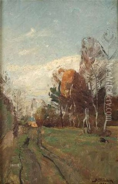Herbstlandschaft (wohl Dachau) Mit Birken Oil Painting - Bernhard Buttersack