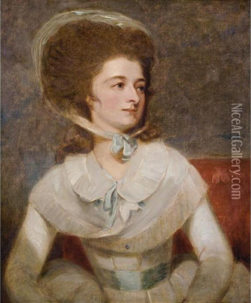 Portrait Of Lady Albinia Cumberland (nee Albinia Hobart) Oil Painting - George Romney