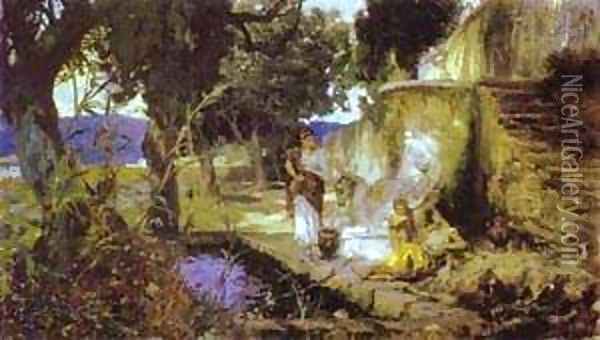 By A Pool 1890 Oil Painting - Henryk Hector Siemiradzki