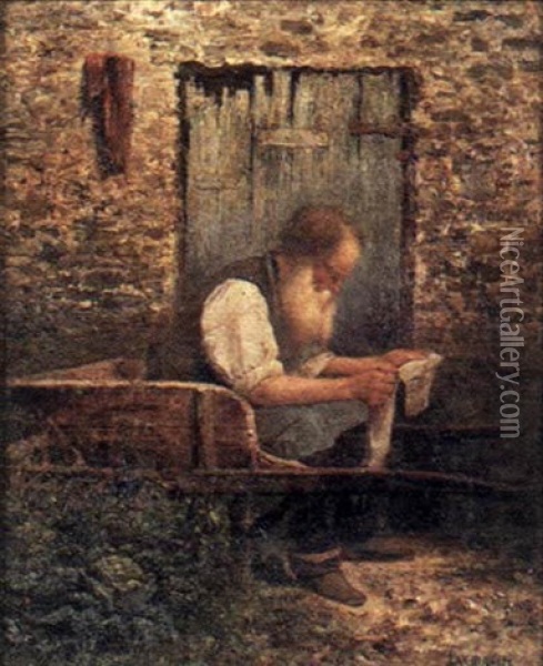 Vieillard A La Brouette Oil Painting - Henri Langerock