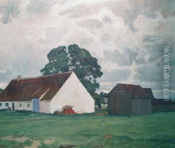 Country Farmhouse Oil Painting - Richard Graef