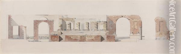 Coupe Du Temple De Jupiter Du Forum De Pompei Oil Painting - Felix Emmanuel Callot