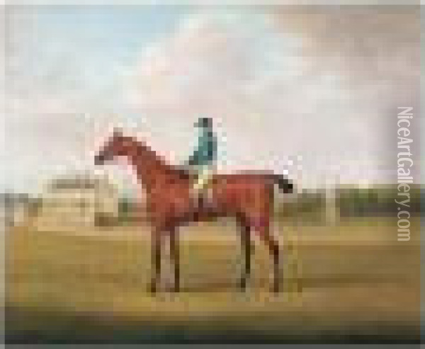 Biddick, A Bay Racehorse, With Jockey Up On Doncaster Racecourse Oil Painting - John Nost Sartorius