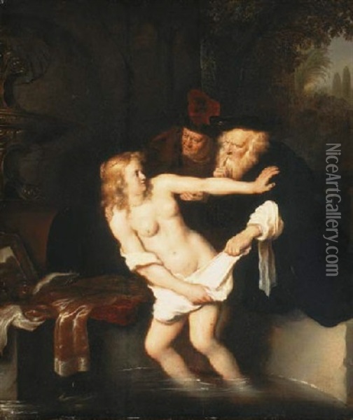 Susannah And The Elders Oil Painting - Salomon Koninck