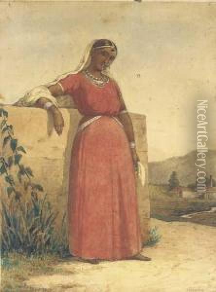 Mookta, Female Cooli Labourer, 
On The Garden Estate Property Ofalex Gray Esquire, Trinidad, W.i. Oil Painting - Michel Jean Cazabon