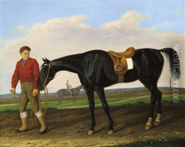 Reiter Mit Pferd Oil Painting - Carl Adolf Heinrich Hess