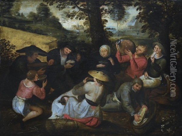 Scena Di Festa In Un Villaggio Oil Painting - Pieter Brueghel the Younger