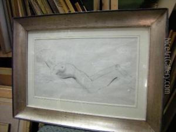 Nude Studycharcoal Oil Painting - Charles Sykes