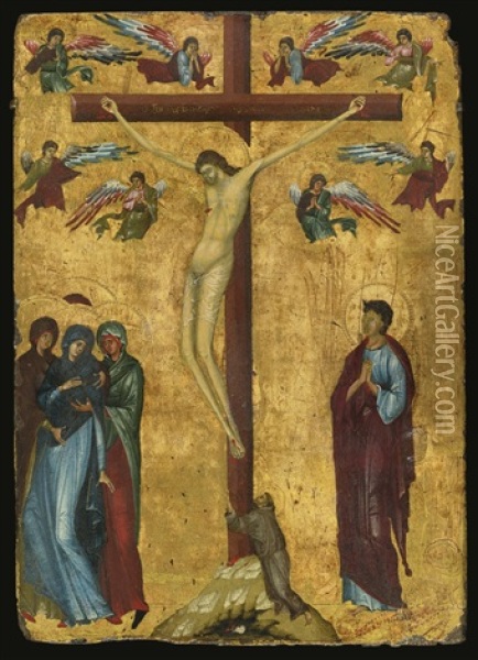 The Crucifixion With Saint Francis Oil Painting -  Master of the Latin Bible 18