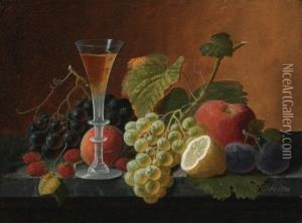 ''fruit Arrangement'' Oil Painting - Severin Roesen