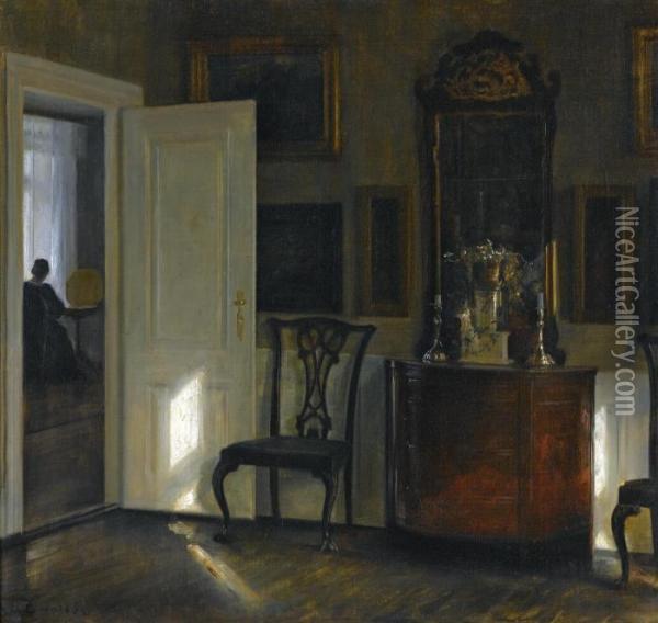Interior Oil Painting - Carl Vilhelm Holsoe