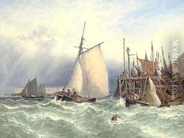 Choppy waters off the entrance to Portsmouth harbour Oil Painting - Henry Thomas Dawson