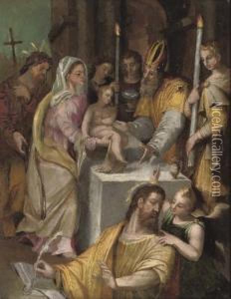The Presentation In The Temple Oil Painting - Orazio Samacchini