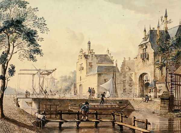 Rotterdamsche and Ketel Poort, Delft, 1783 Oil Painting - Johannes Huibert Prins