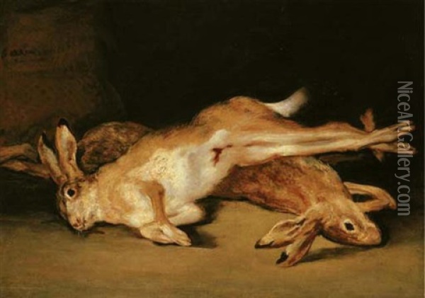 A Still Life Of Dead Hares Oil Painting - Francisco Goya