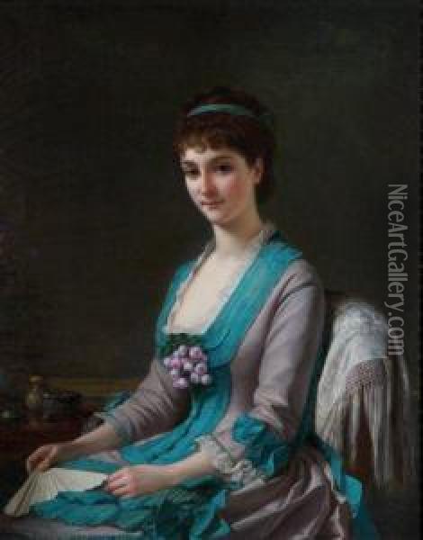 Portrait De Mademoiselle Alice De Cessac Oil Painting - Alexis Joseph Perignon