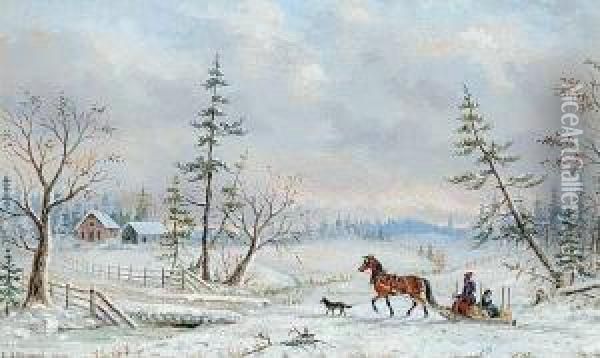 Untitled - The Family On A Horse Drawn Sleigh Oil Painting - Edward Scrope Shrapnel