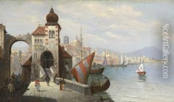 Stadt Am Meer. Oil Painting - Karl Kaufmann