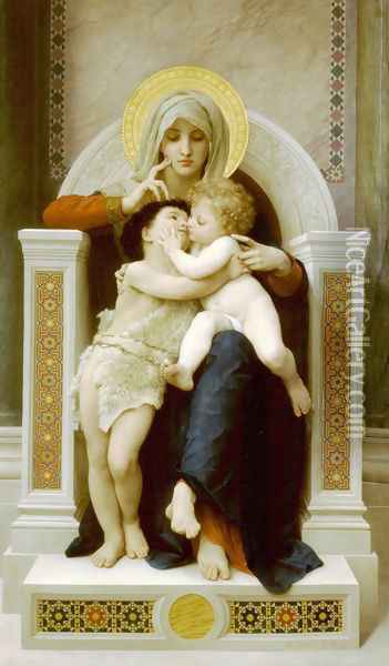 La Vierge, L'Enfant Jesus et Saint Jean Baptiste (The Virgin, the Baby Jesus and Saint John the Baptist) Oil Painting - William-Adolphe Bouguereau