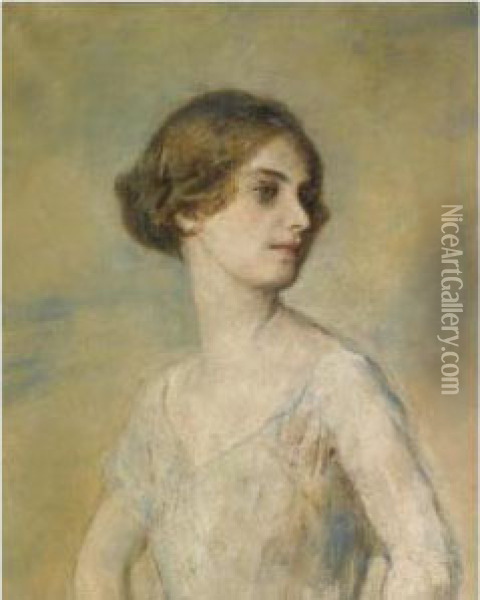 Portrait Of Lydia Lopokova Oil Painting - Ambrose McEvoy