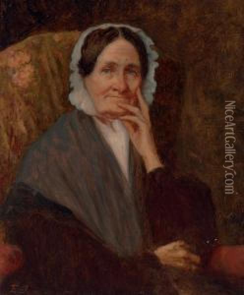 Portrait Of Mrs. Cross Oil Painting - Eastman Johnson