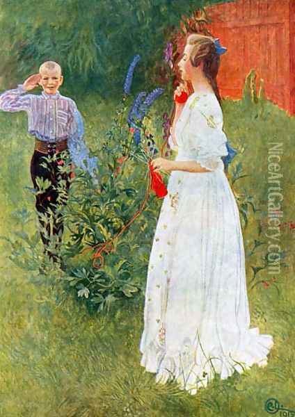 Her Royal Highness Big Sister Oil Painting - Carl Larsson
