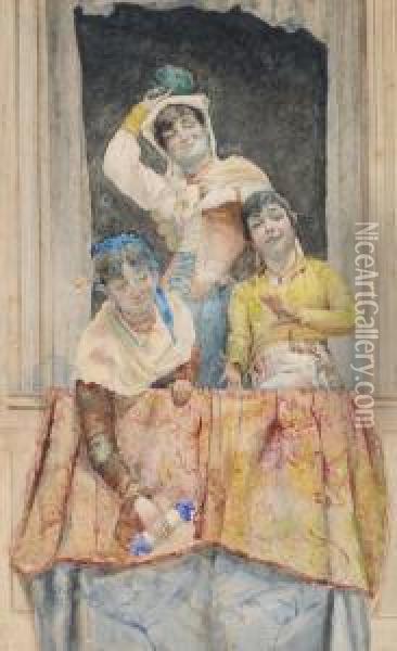 Donne Al Balcone Oil Painting - Edoardo Navone
