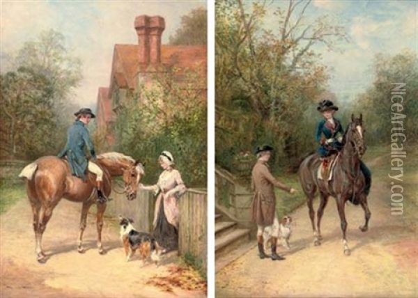 The Cast Shoe (+ By The Gate; Pair) Oil Painting - Heywood Hardy