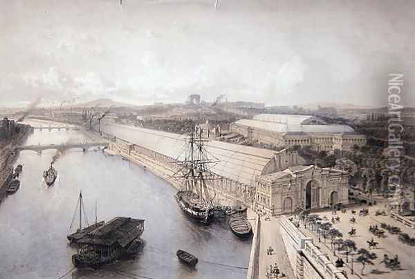 General View of the Palais de l'Industrie constructed for the Paris Exhibition of 1855 Oil Painting - Henri Michel Antoine Chapu