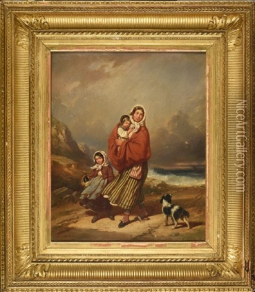 La Famille Du Marin Oil Painting - Auguste Delacroix