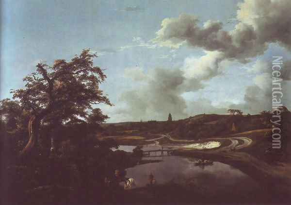 Banks of a river Oil Painting - Jacob Van Ruisdael