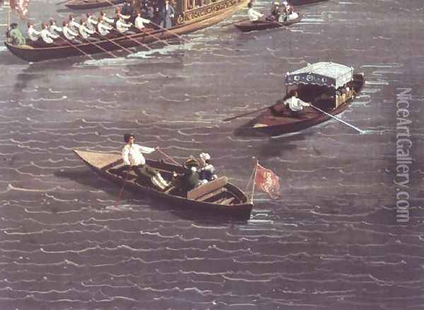 The Thames on Lord Mayor's Day, c.1747 (detail) Oil Painting - (Giovanni Antonio Canal) Canaletto