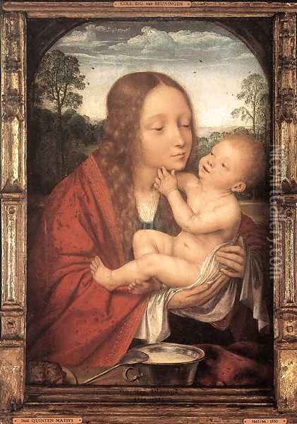 Virgin and Child in a Landscape 2 Oil Painting - Workshop of Quentin Massys