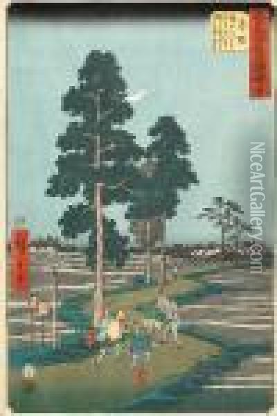 Akasaka Oil Painting - Utagawa or Ando Hiroshige