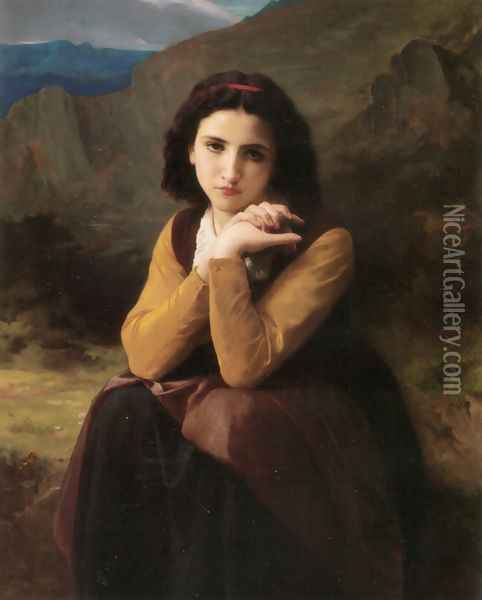 Mignon Pensive Oil Painting - William-Adolphe Bouguereau