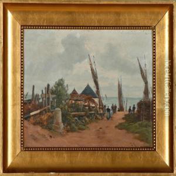 A Village Near The Coast Of Brittany Oil Painting - Henri Linguet