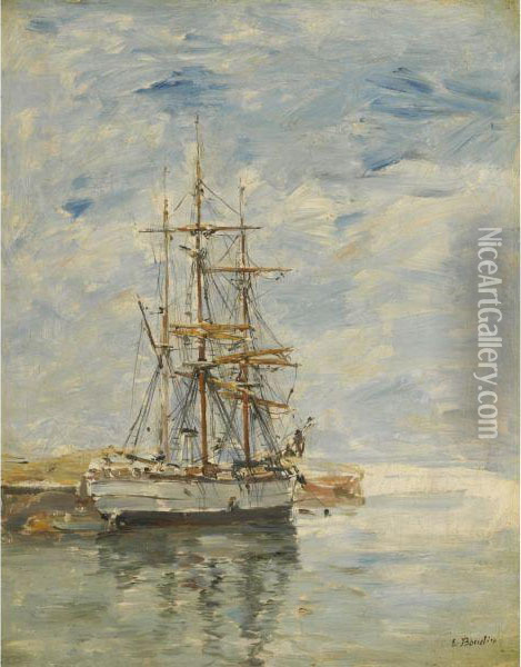 Trois-mats A L'ancre Oil Painting - Eugene Boudin