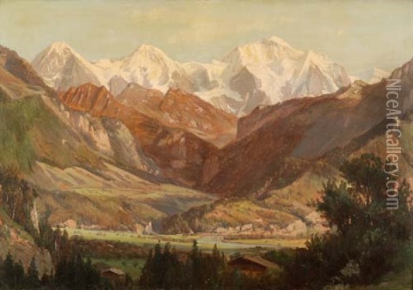 Alpes Bernoises Oil Painting - Jean Philippe George-Julliard