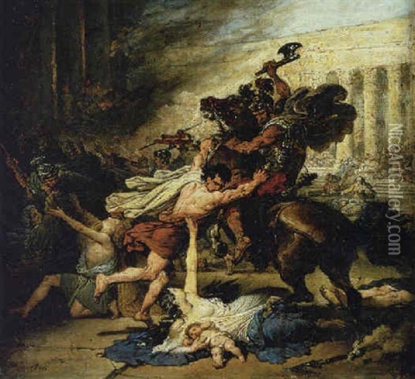 The Sack Of Jerusalem By The Romans Oil Painting - Francois-Joseph Heim