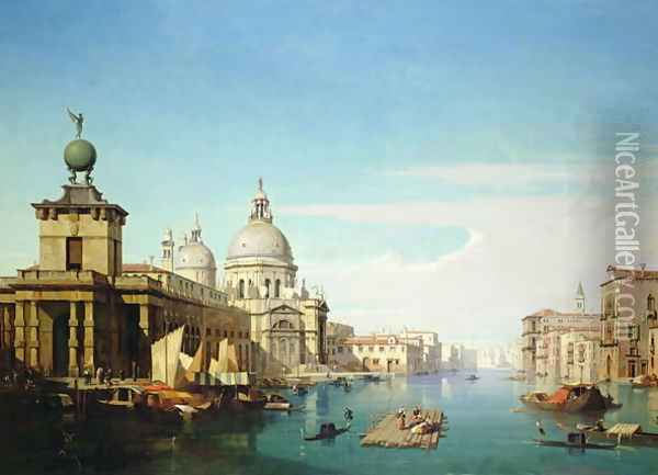 Entrance to the Grand Canal, Venice, with the Church of Santa Maria della Salute Oil Painting - Jules Romain Youant