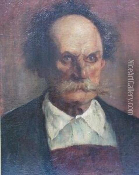 Portrait Einesschnauzbartigen Mannes Mit Wirrem Oil Painting - Hugo Kauffmann
