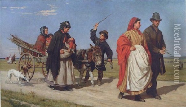 Returning From Church Oil Painting - Valentine Cameron Prinsep