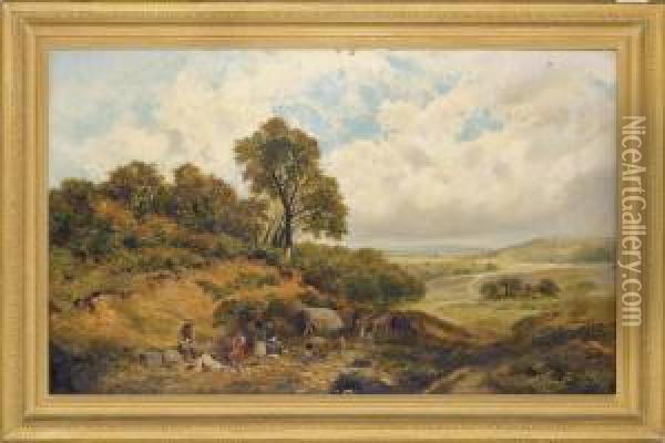 Travellers Resting In An Encampment Oil Painting - James Peel