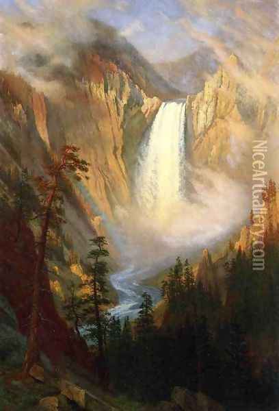 Yellowstone Falls Oil Painting - Albert Bierstadt