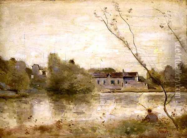 The Pond from the Villa d'Avray, 1865 Oil Painting - Jean-Baptiste-Camille Corot