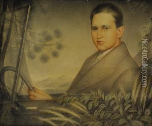 Portrait Of A Man Driving Oil Painting - Simkha Simkhovitch